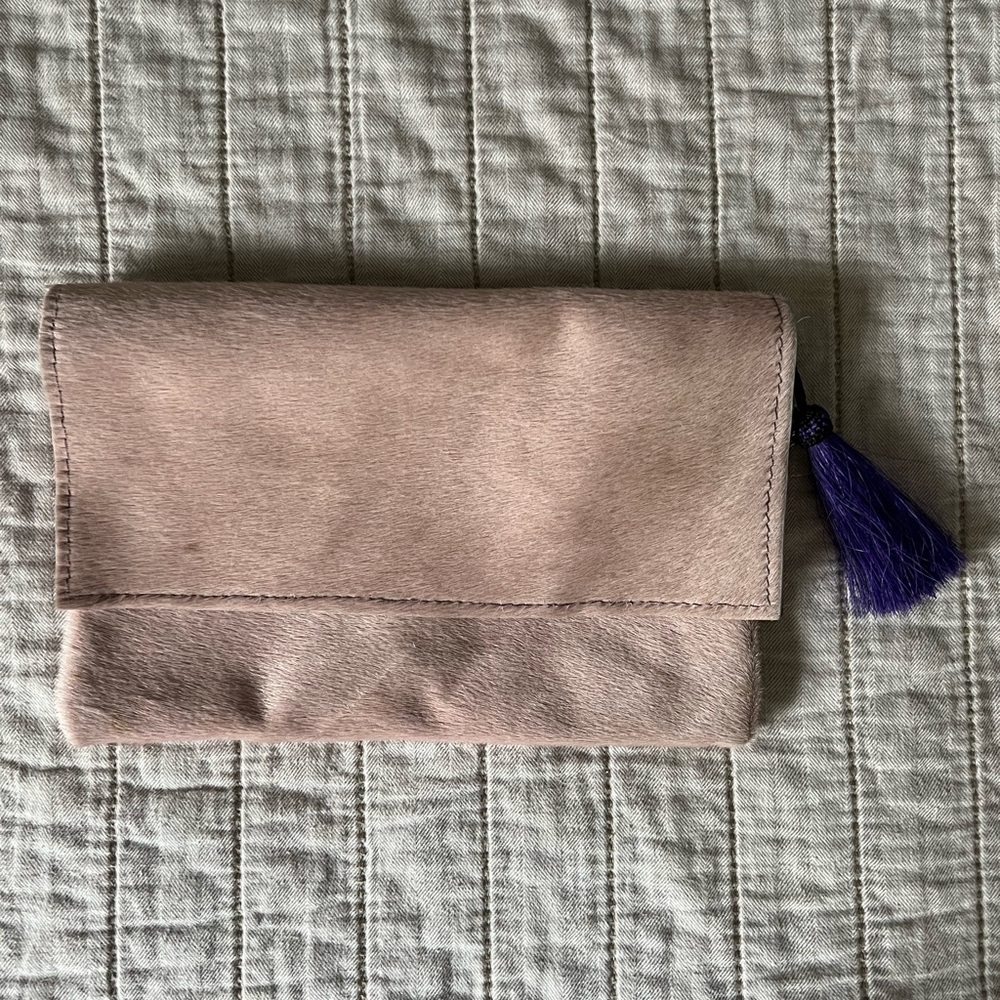 CLO hair on horsehide pink clutch - made in Colorado